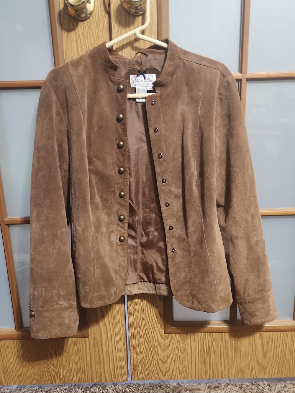 Live a Little Brown Medium 100% Leather Lightweight Button Up Jacket